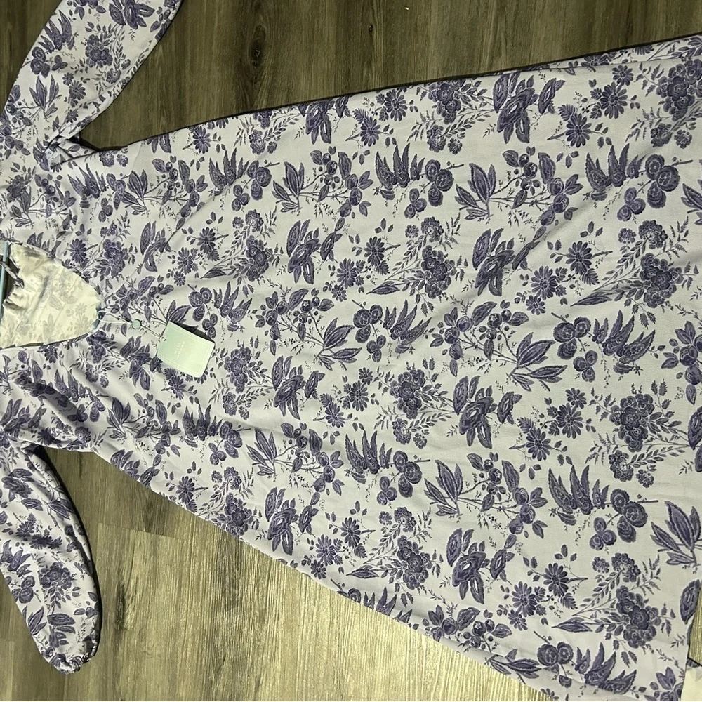 Hill House Blue and White Tie Front Long Sleeve Sundress‎ - Picture 3 of 7